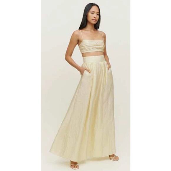 Reformation Dresses & Skirts - Reformation Carlow Two Piece Set Top & Full Long Skirt Buttercream Size 8 NWT